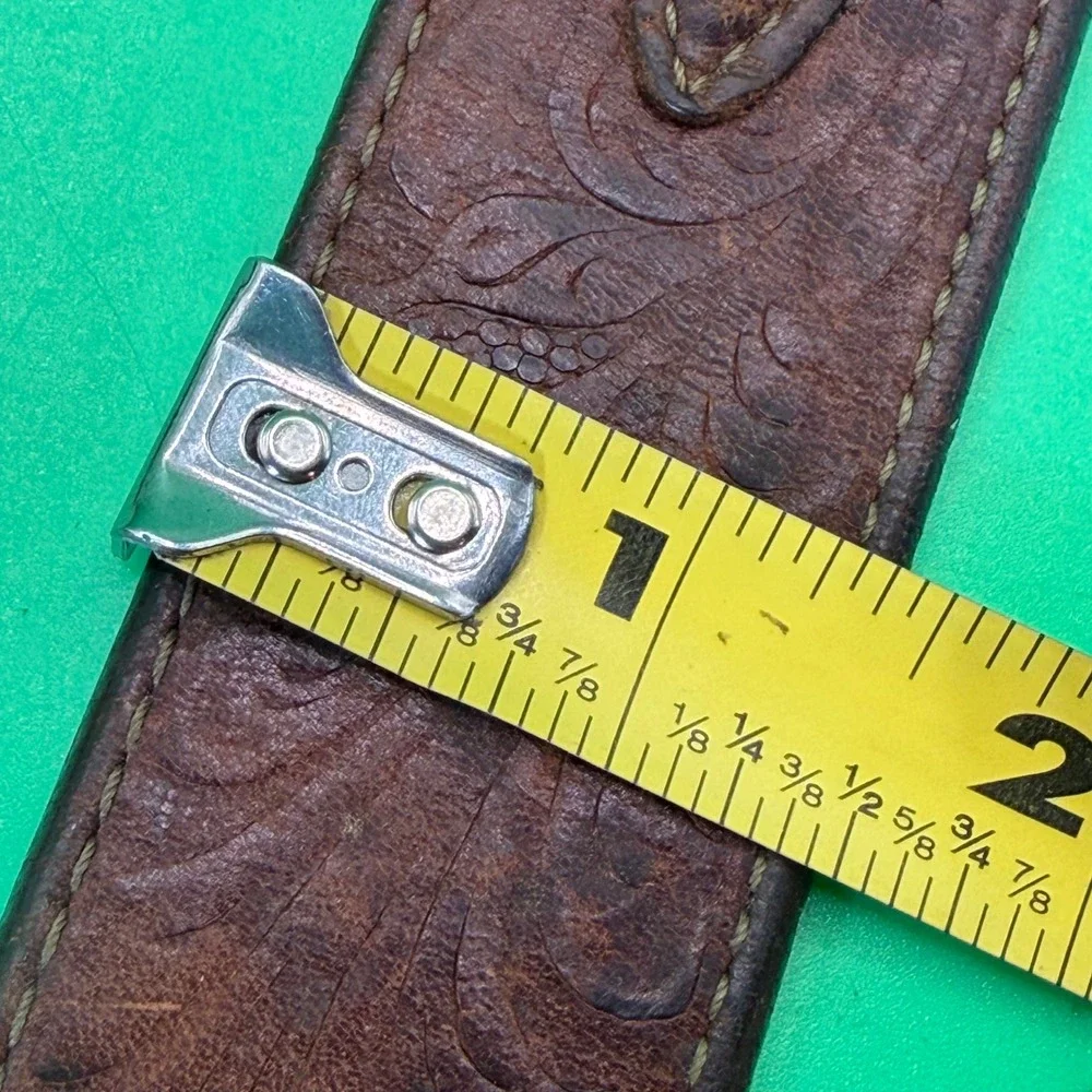 Vintage 70s Western Brown Leather Belt Mens 39